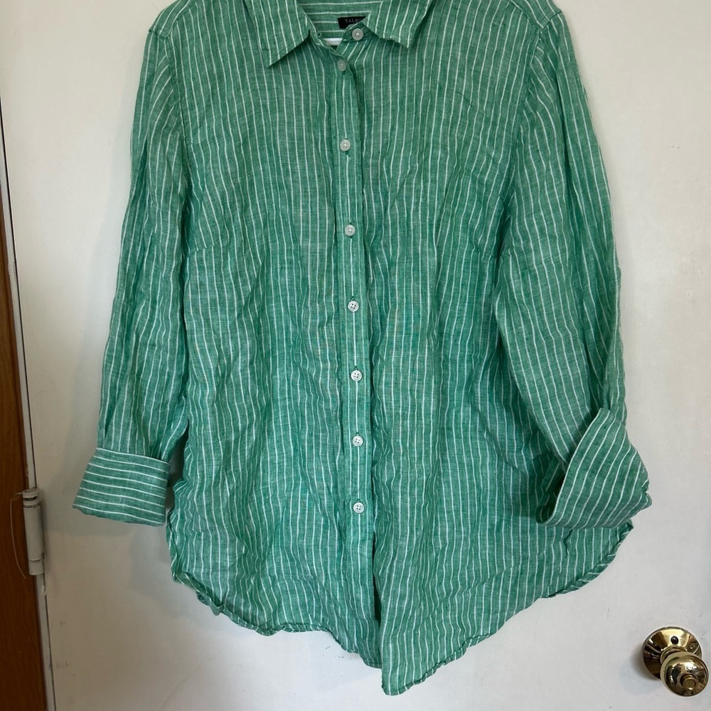 Talbots 100% Linen Button-Down Xl-P - image 4